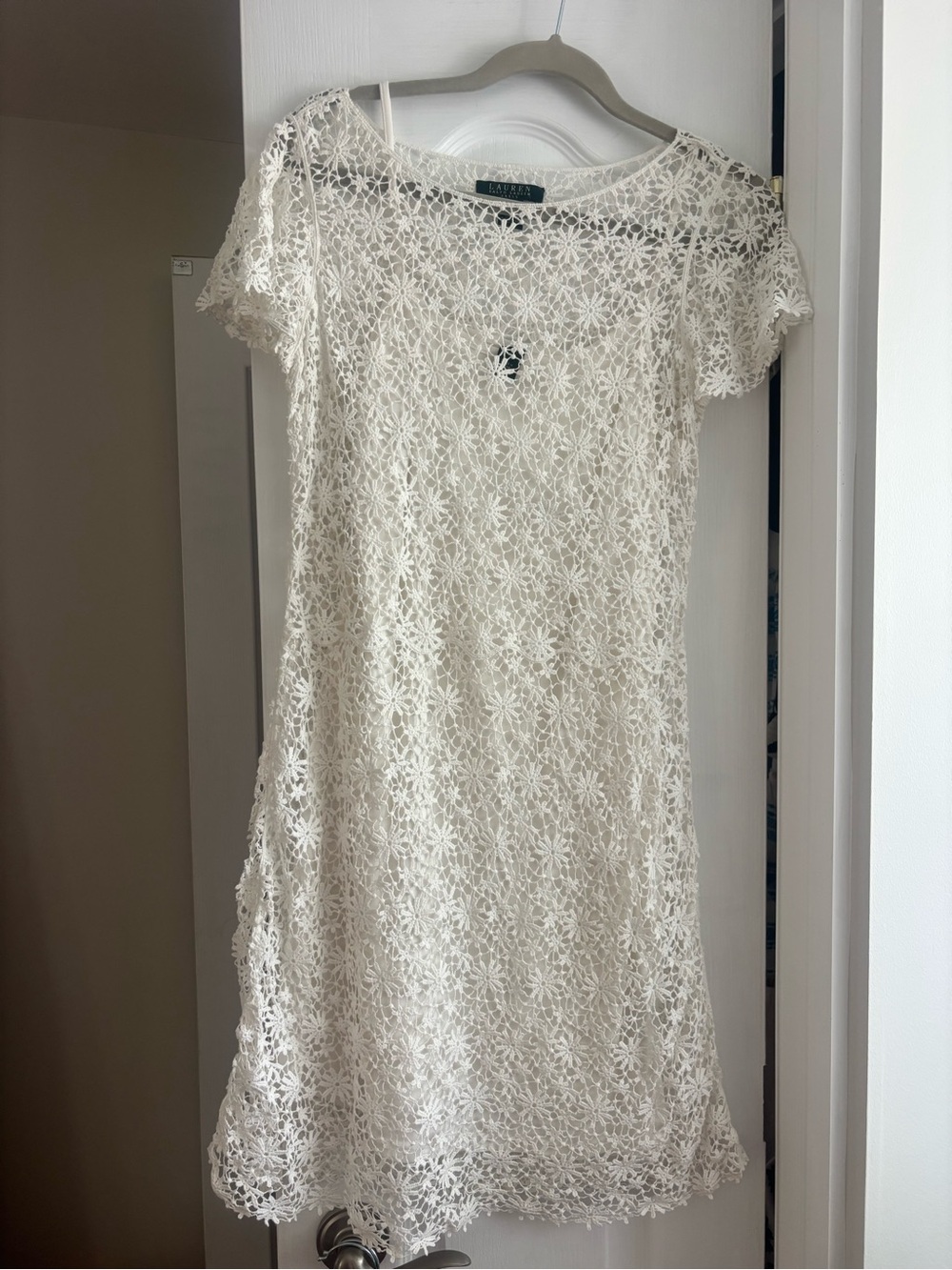 Ralph Lauren Cream Floral Crochet Mini Dress